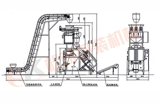 全自動(dòng)10kg管冰方冰塊袋裝包裝機(jī)示意圖